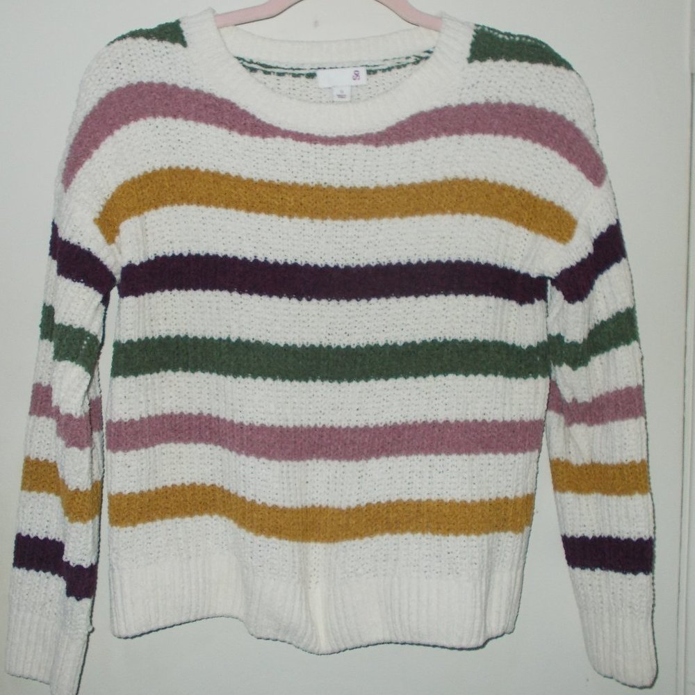 SO Striped Crop Sweater Multi Color Size Small